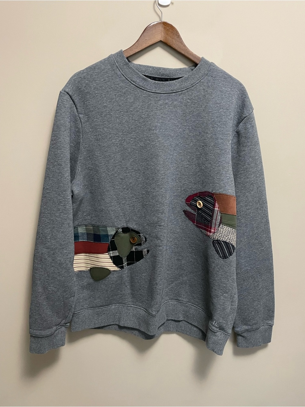 Bench Crewneck Sweatshirt Patchwork Rework Upcycle Fish Men Women XL